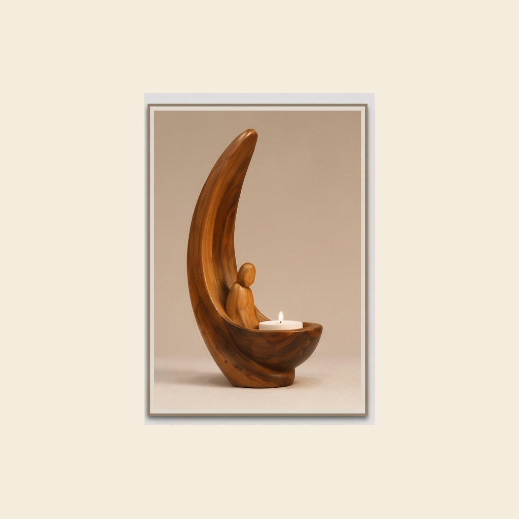 Wooden Serenity Moon Sculpture