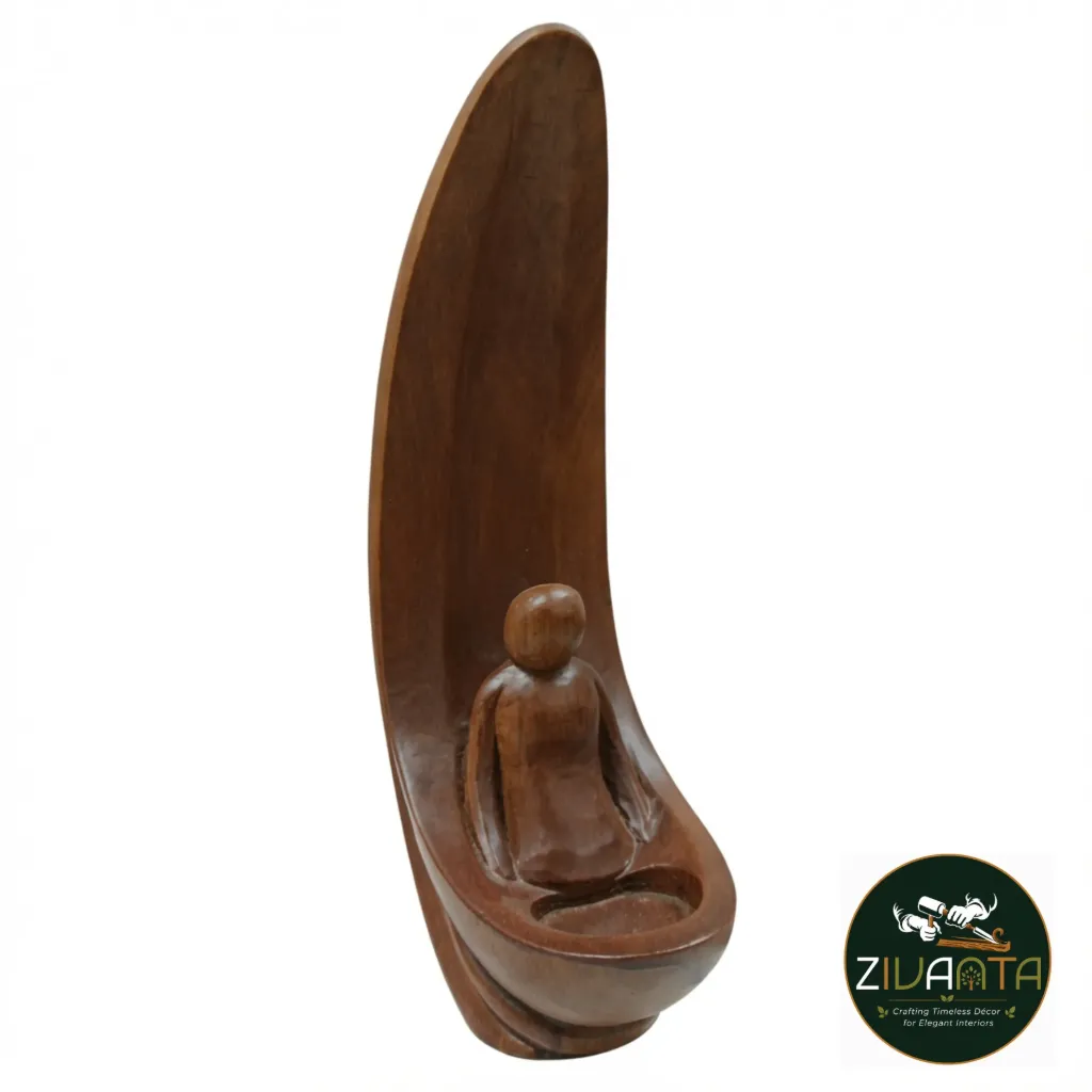 Wooden Serenity Moon Sculpture