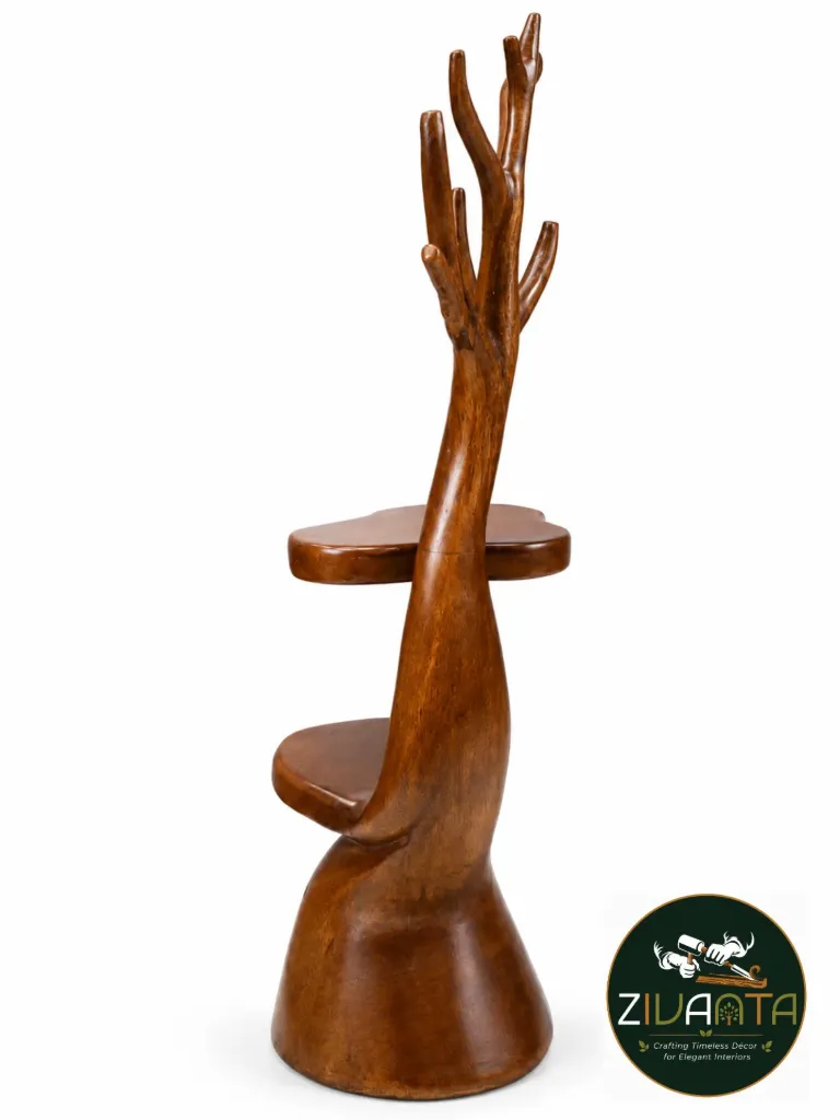 Wooden Floral Tree Side Table