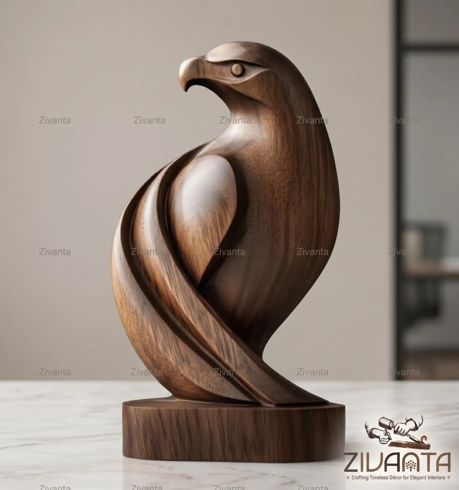 Wooden Eagle Sculpture