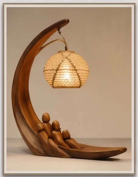 Wooden Moon Harmony Sculpture Lamp