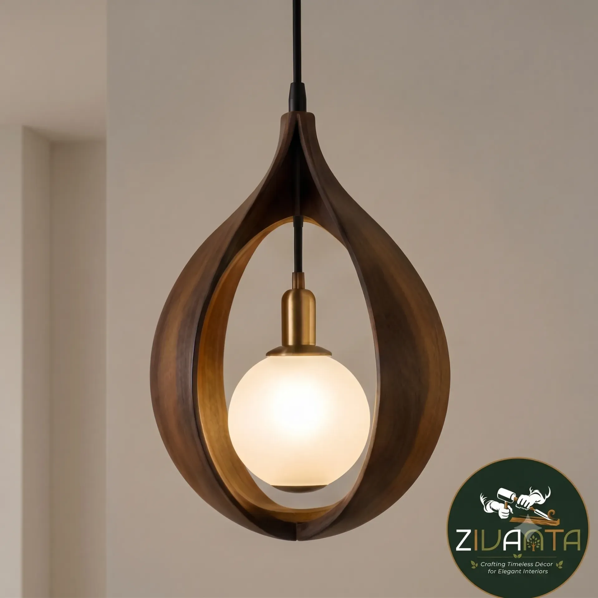 [ZIVWOO22] Wooden Teardrop Harmony Pendant Lamp