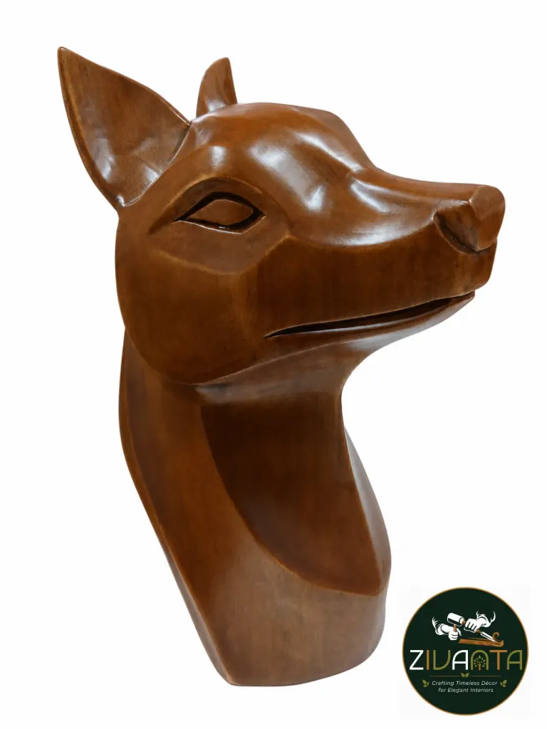 WOODEN WOLF SCULPTURE