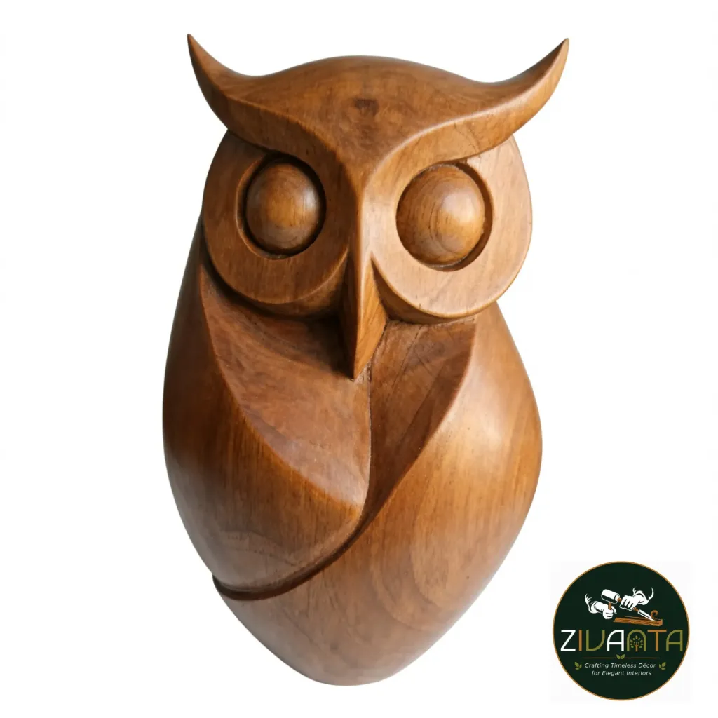 [ZIVWOO19] Teak Wood OWL Sculptures
