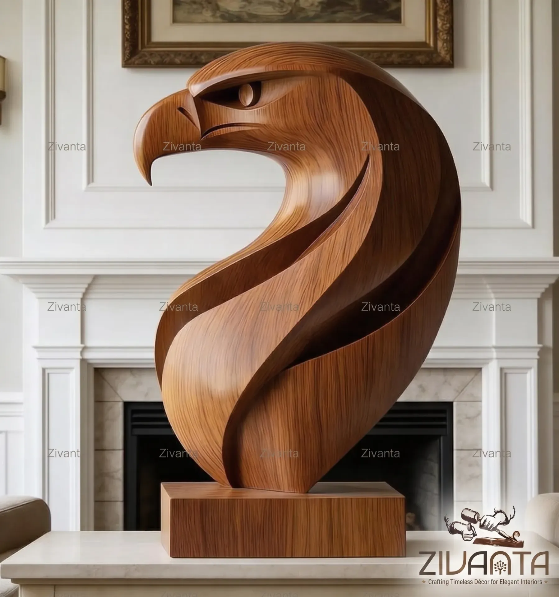 WOODEN EAGLE SCULPTURE