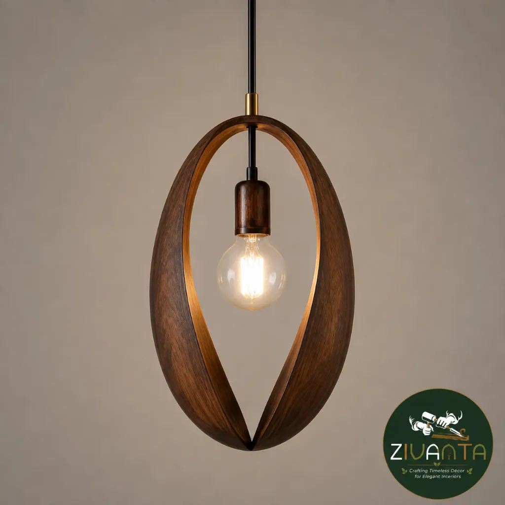 [ZIVOVA1] Oval Loop Wooden Pendant Light