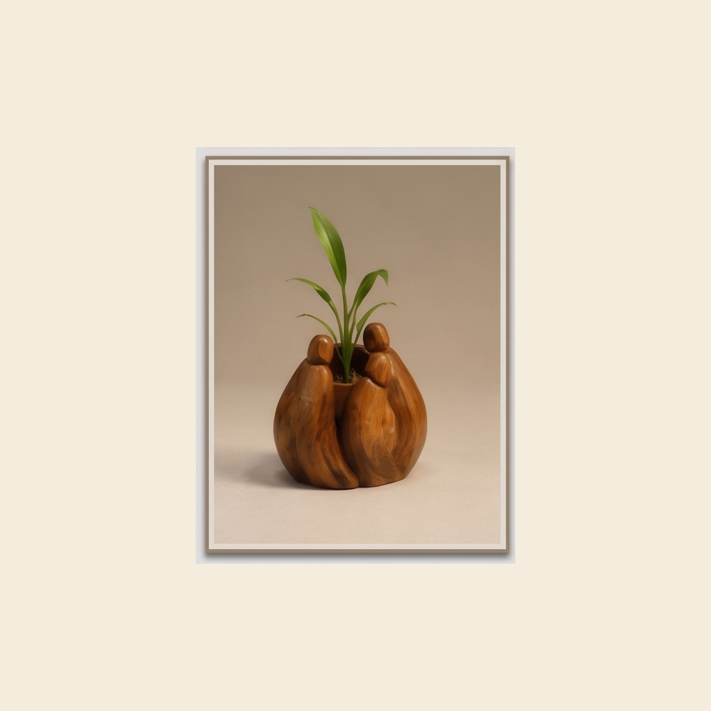 Wooden Unity Planter Sculpture