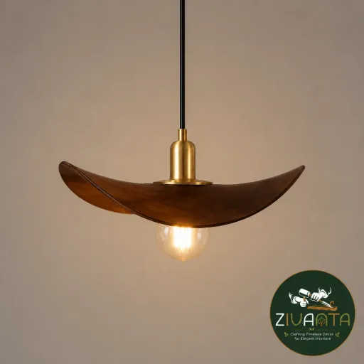 Crescent Wooden Pendant Light